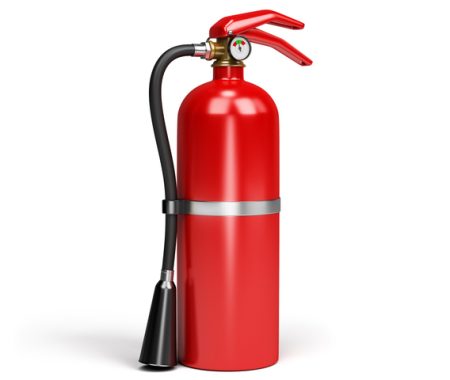 Fire extinguisher red. 3d image. White background.